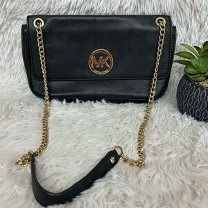 Michael Kors Black Crossbody Bag with Gold Chain